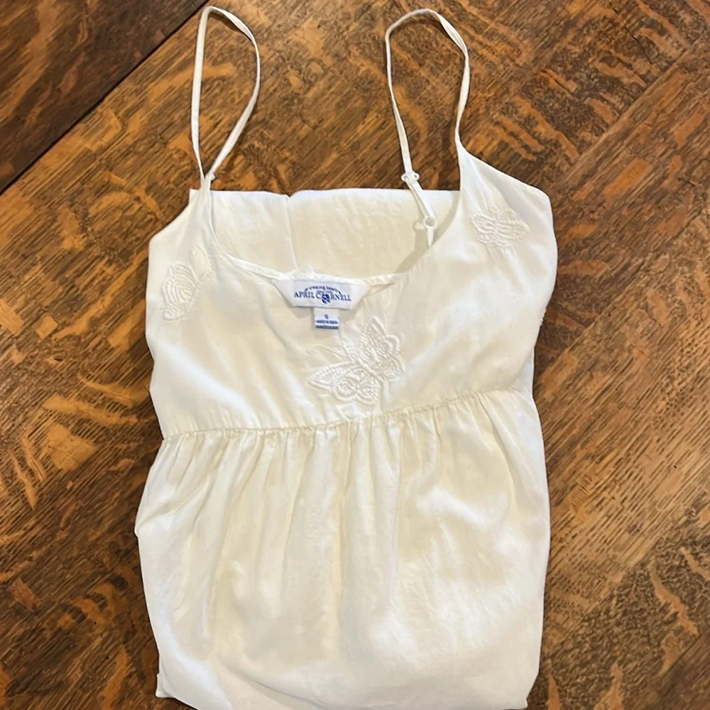 Rare Find! April Cornell White Cotton Butterfly Nightgown; Size S - Picture 2 of 8